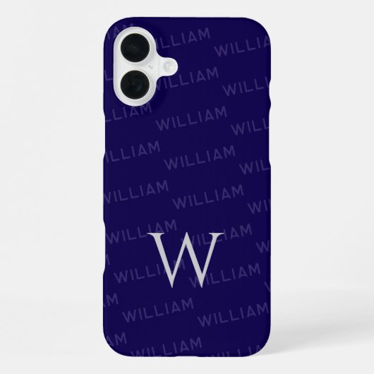 Coque iPhone 16 Plus Nom personnalisé à motif, Monogramme simple (Verso)