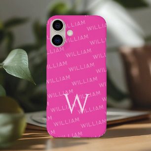 Coque iPhone 16 Plus Nom personnalisé, modèle simple Monogramme