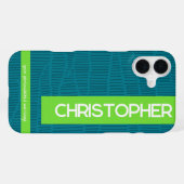 Coque iPhone 16 Plus Nom personnalisé moderne vert (Verso Horizontal)