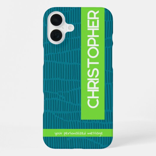 Coque iPhone 16 Plus Nom personnalisé moderne vert (Verso)