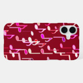 Coque iPhone 16 Plus Notes de musique imprimées - bordeaux, multicolore (Verso Horizontal)