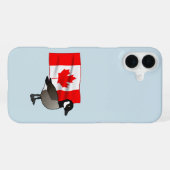 Coque iPhone 16 Plus Oie canadienne et drapeau (Verso Horizontal)