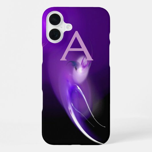 COQUE iPhone 16 PLUS OISEAU LÉGER À MONOGRAMME VIOLET (Verso)