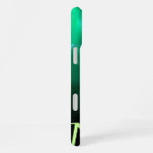 COQUE iPhone 16 PLUS OISEAU LUMINEUX / MONOGRAMME ABSTRAIT NOIR ET VERT (Côté droit)