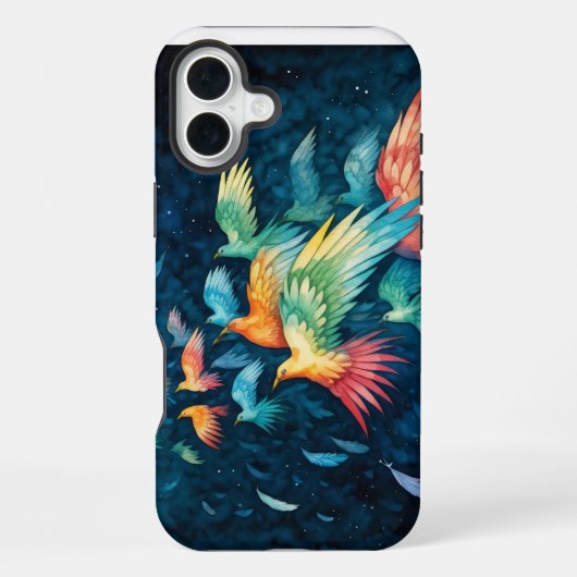 Coque iPhone 16 Plus Oiseaux vibrants (Verso)