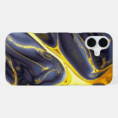 Coque iPhone 16 Plus Or noir cool fluide de marbre texturé (Verso Horizontal)