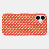 Coque iPhone 16 Plus Orange corail, aspect émail, grille cloutée (Verso Horizontal)