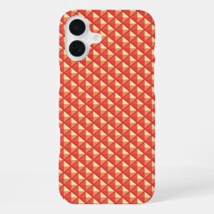 Coque iPhone 16 Plus Orange corail, aspect émail, grille cloutée