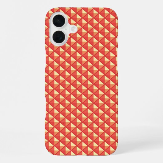 Coque iPhone 16 Plus Orange corail, aspect émail, grille cloutée (Verso)