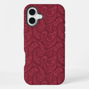 Coque iPhone 16 Plus Paisley Bourgogne