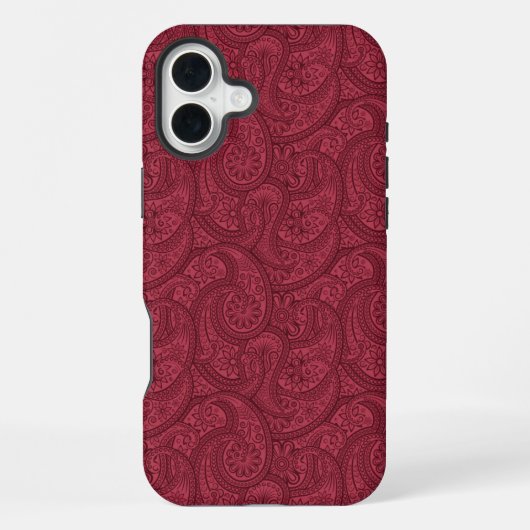 Coque iPhone 16 Plus Paisley Bourgogne (Verso)