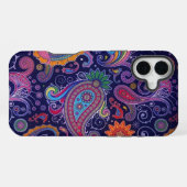 Coque iPhone 16 Plus Paisley violet rose (Verso Horizontal)
