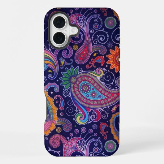 Coque iPhone 16 Plus Paisley violet rose (Verso)