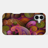 Coque iPhone 16 Plus Paisley Violet Vert (Verso Horizontal)