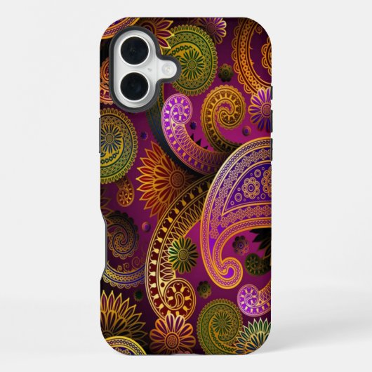 Coque iPhone 16 Plus Paisley Violet Vert (Verso)