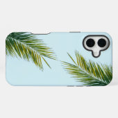Coque iPhone 16 Plus Palmier Vert Tropical sur Fond Bleu Clair (Verso Horizontal)