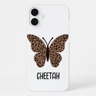 Coque iPhone 16 Plus papillon imprimé guépard mignon