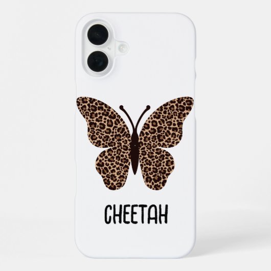 Coque iPhone 16 Plus papillon imprimé guépard mignon  (Verso)