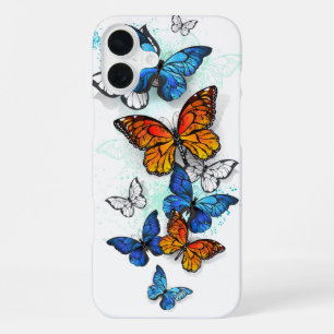 Coque iPhone 16 Plus Papillons volants Morpho et Monarque