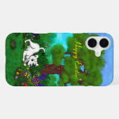 Coque iPhone 16 Plus Pâques - Chiot Capo et Papillon (Verso Horizontal)