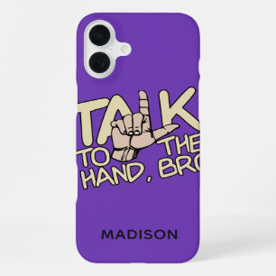 Coque iPhone 16 Plus Parle à la main nom personnalisé