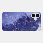 Coque iPhone 16 Plus Parties scintillant d'encre couleur violet foncé p (Verso Horizontal)