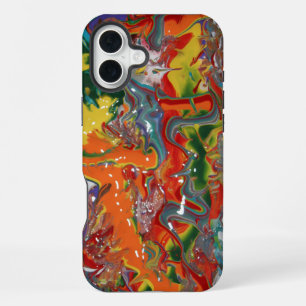 Coque iPhone 16 Plus Peinture de flux couleur arc-en-ciel