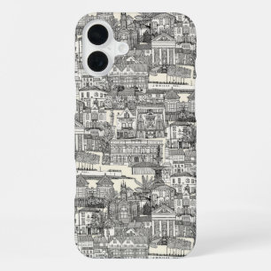 Coque iPhone 16 Plus Penzance toile perle noire