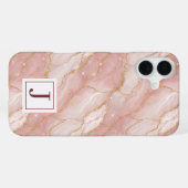 Coque iPhone 16 Plus Personalized Monogram Rose Quartz Gold (Verso Horizontal)