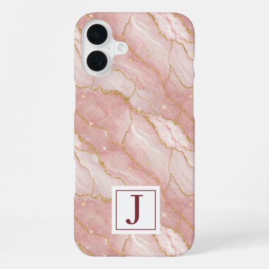 Coque iPhone 16 Plus Personalized Monogram Rose Quartz Gold (Verso)