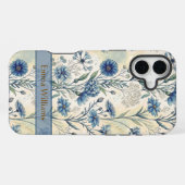 Coque iPhone 16 Plus Personalized Name Blue Wildflowers (Verso Horizontal)