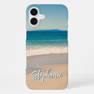 Coque iPhone 16 Plus Photo de plage personnalisée Océan Bleu
