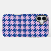 Coque iPhone 16 Plus Pied de fond rose+Motif bleu (Verso Horizontal)