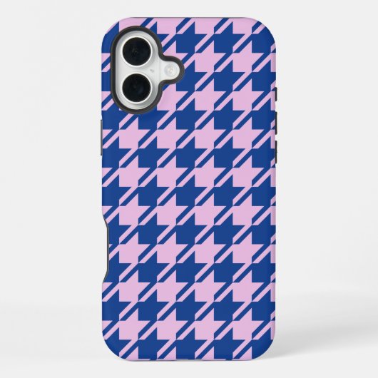 Coque iPhone 16 Plus Pied de fond rose+Motif bleu (Verso)