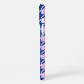 Coque iPhone 16 Plus Pied de fond rose+Motif bleu (Côté gauche)