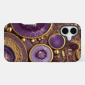 Coque iPhone 16 Plus Pierre précieuse violette or (Verso Horizontal)