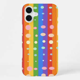 COQUE iPhone 16 PLUS POINTS ARC-EN-CIEL RAYÉS