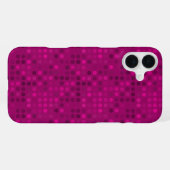 Coque iPhone 16 Plus points de prune en velours rouge (Verso Horizontal)