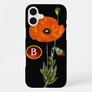 COQUE iPhone 16 PLUS POIVRE ROUGE EN RUBY NOIR MONOGRAMME EN PIERRE