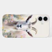 Coque iPhone 16 Plus Portrait de chèvre dans un champ de fleurs pastel (Verso Horizontal)