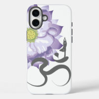 Purple Lotus Fleur Yoga & Om/Aum Zen Calligraphie