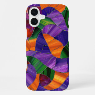 COQUE iPhone 16 PLUS PURPLE ORANGE VERT HALLOWEEN VERRE TEINTE