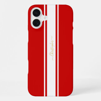 Coque iPhone 16 Plus Rayo Classique Rouge Blanc Monogrammé Or