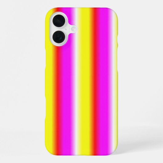 Coque iPhone 16 Plus Rayures arc-en-ciel rose jaune (Verso)
