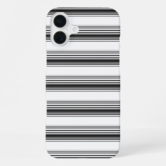 Coque iPhone 16 Plus Rayures blanches noires modernes (Verso)
