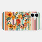 Coque iPhone 16 Plus Rayures de fleurs Rétro (B) (Verso Horizontal)