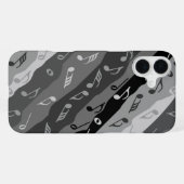 Coque iPhone 16 Plus Rayures de note de musique Grises (Verso Horizontal)
