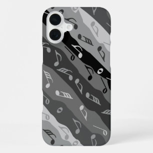 Coque iPhone 16 Plus Rayures de note de musique Grises