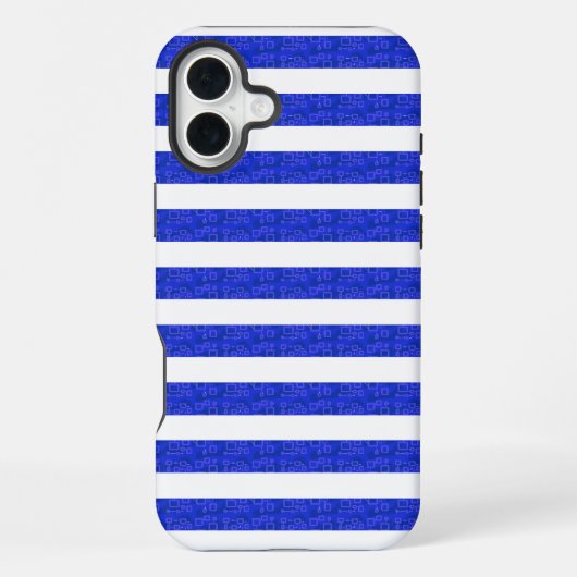 Coque iPhone 16 Plus Rayures géométriques bleues chic (Verso)