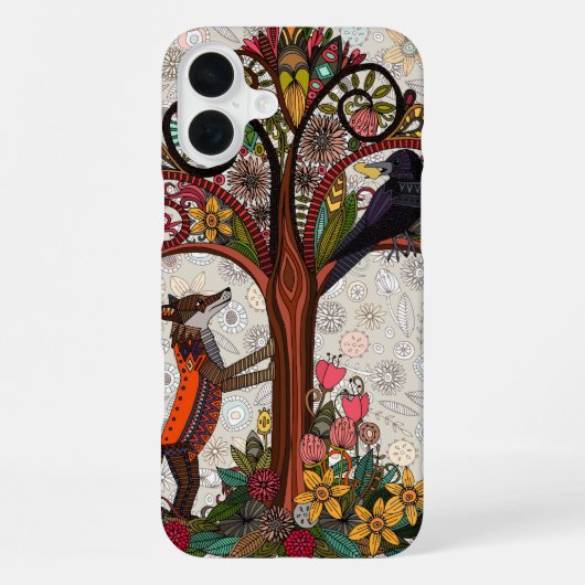 Coque iPhone 16 Plus renard et corbeau (Verso)